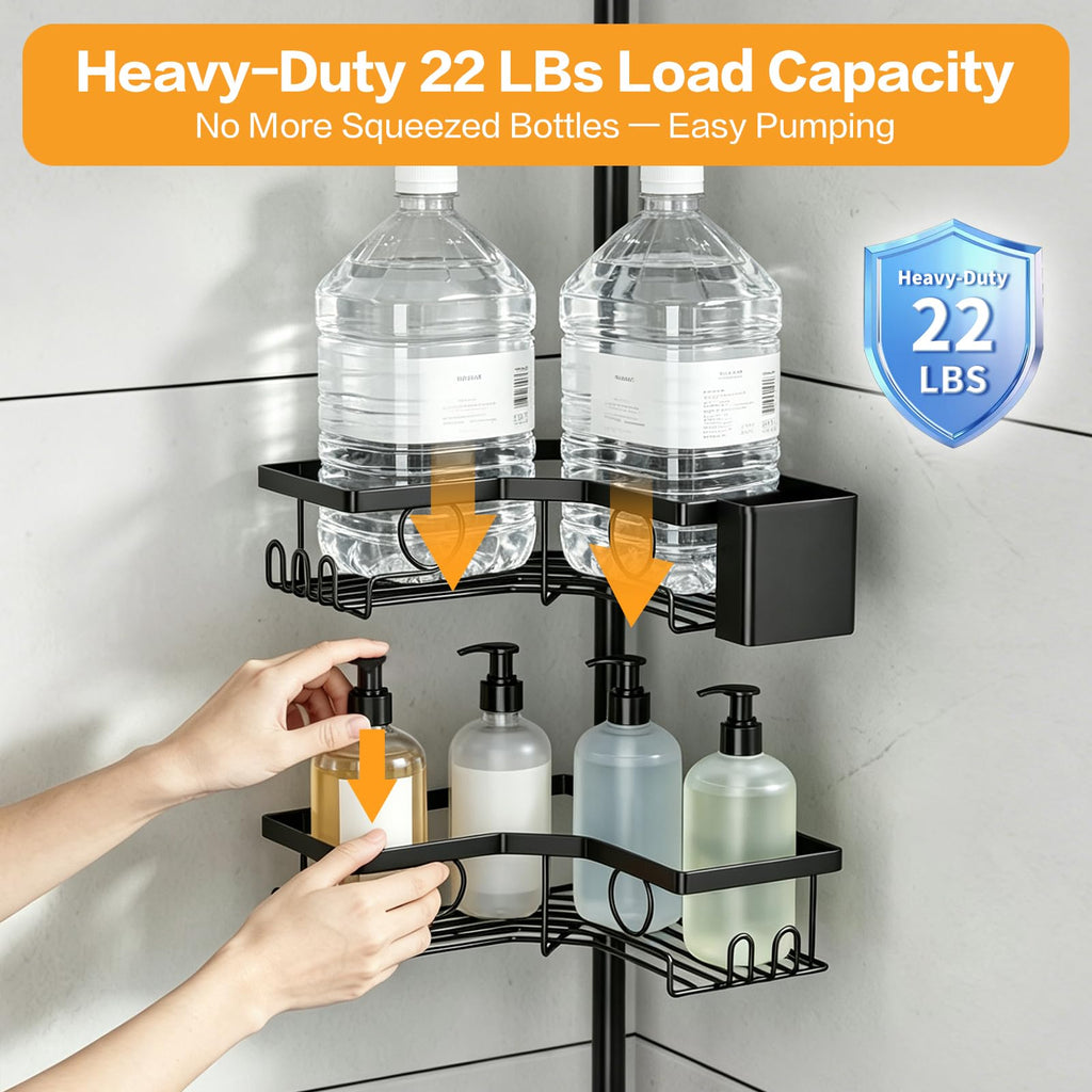 Black 4-Tier Adjustable Corner Shower Caddy D846