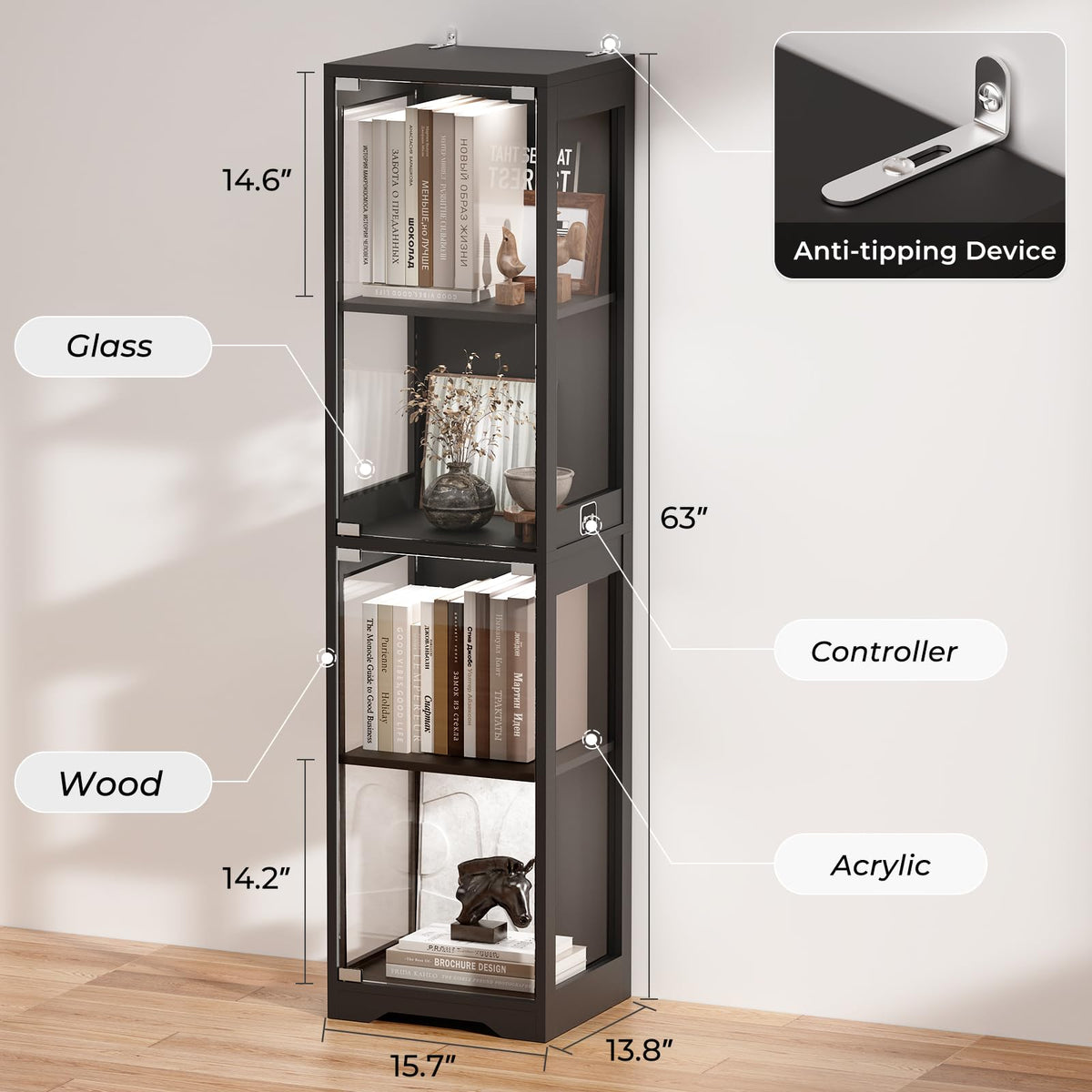 Black Glass Display Cabinet X300040