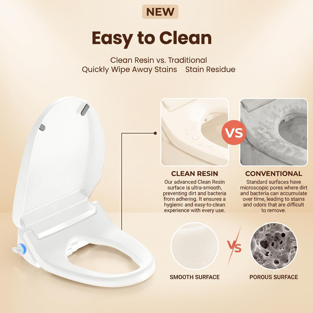 Smart Bidet Toilet Seat with Warm Water, Heated Seat, Remote - White E2728