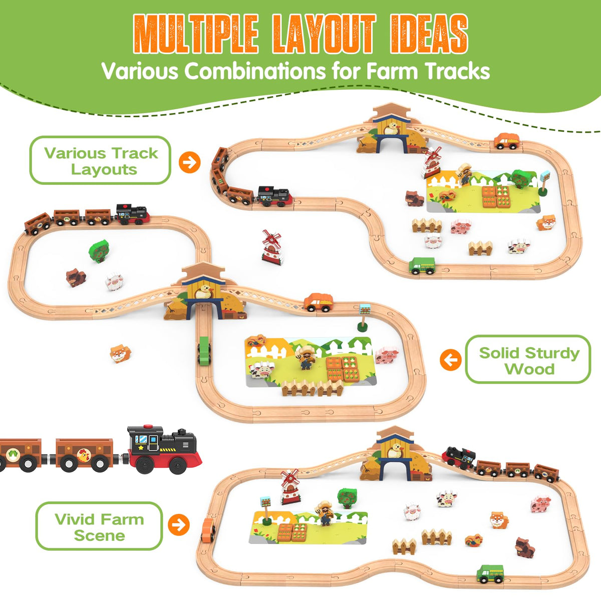 Wooden 52-Piece Train Set B454996