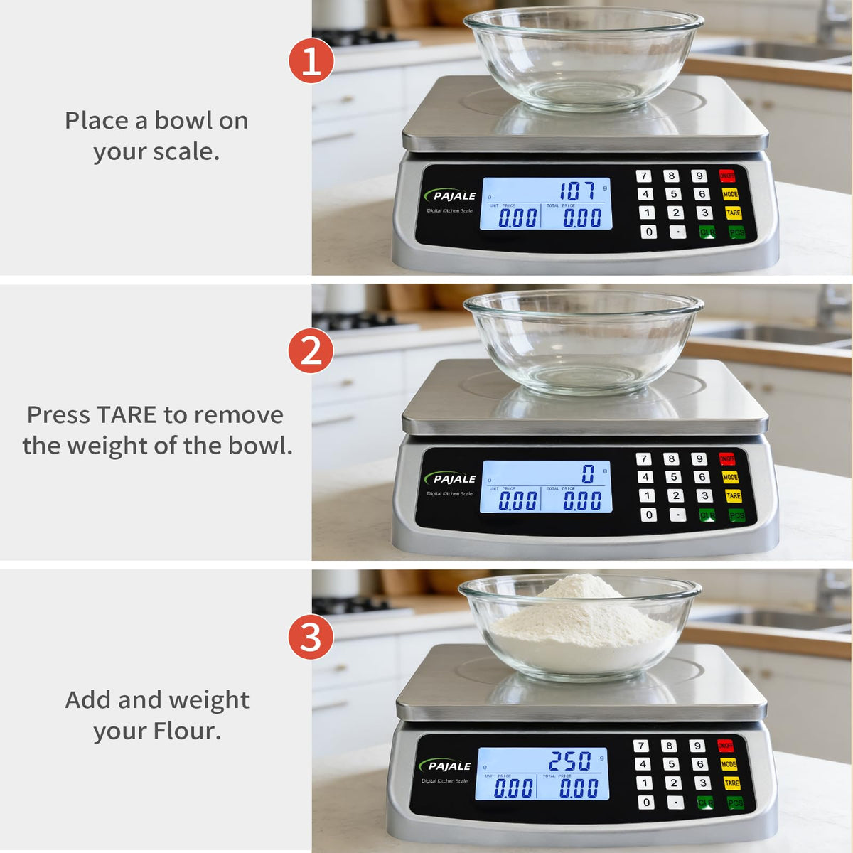 Large 110 lb Commercial Kitchen Food Scale 50kg 304 Stainless Steel R39485