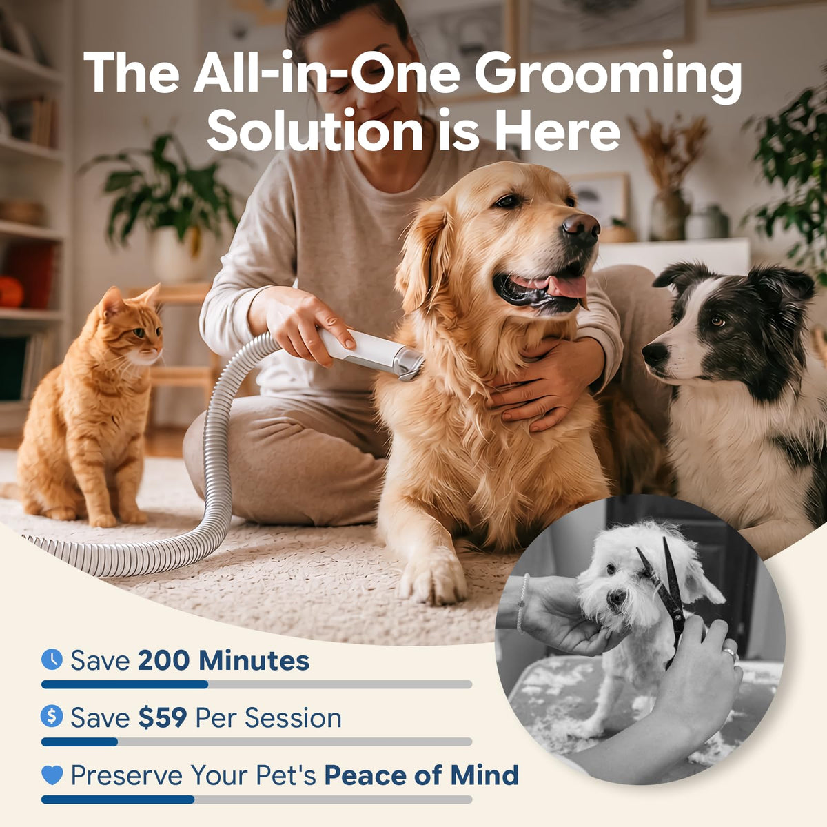 6-in-1 Dog Grooming Vacuum Kit with Nail Grinder K54013