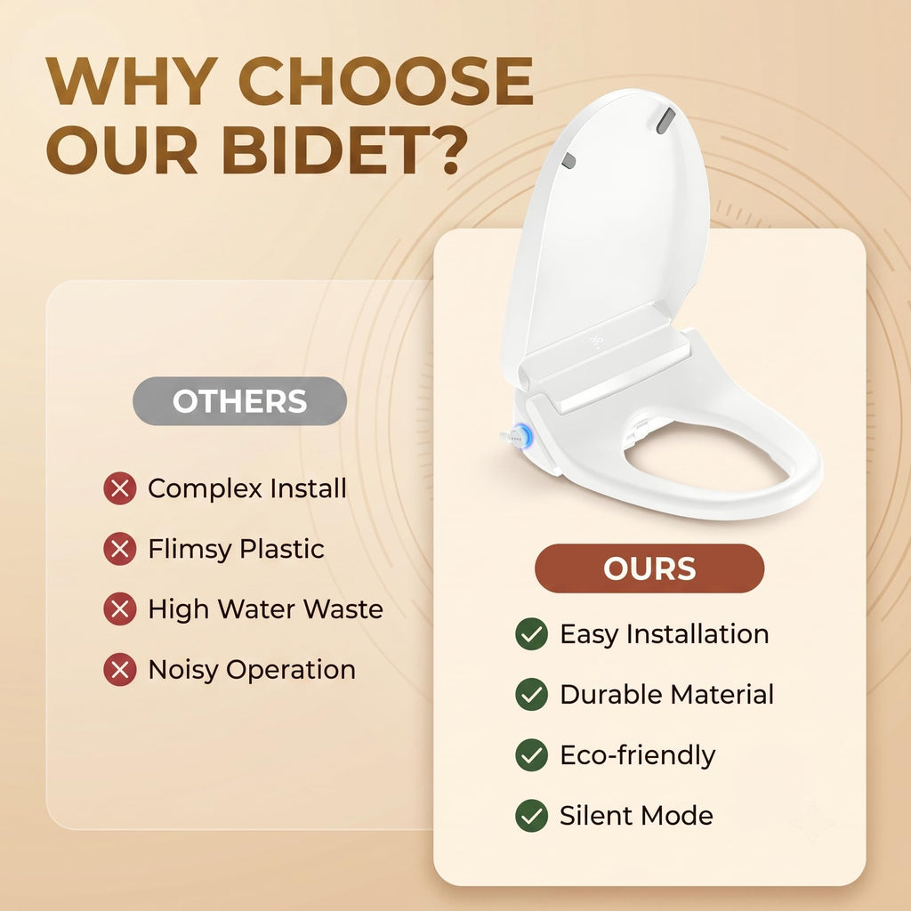 Smart Bidet Toilet Seat with Warm Water, Heated Seat, Remote - White E2728