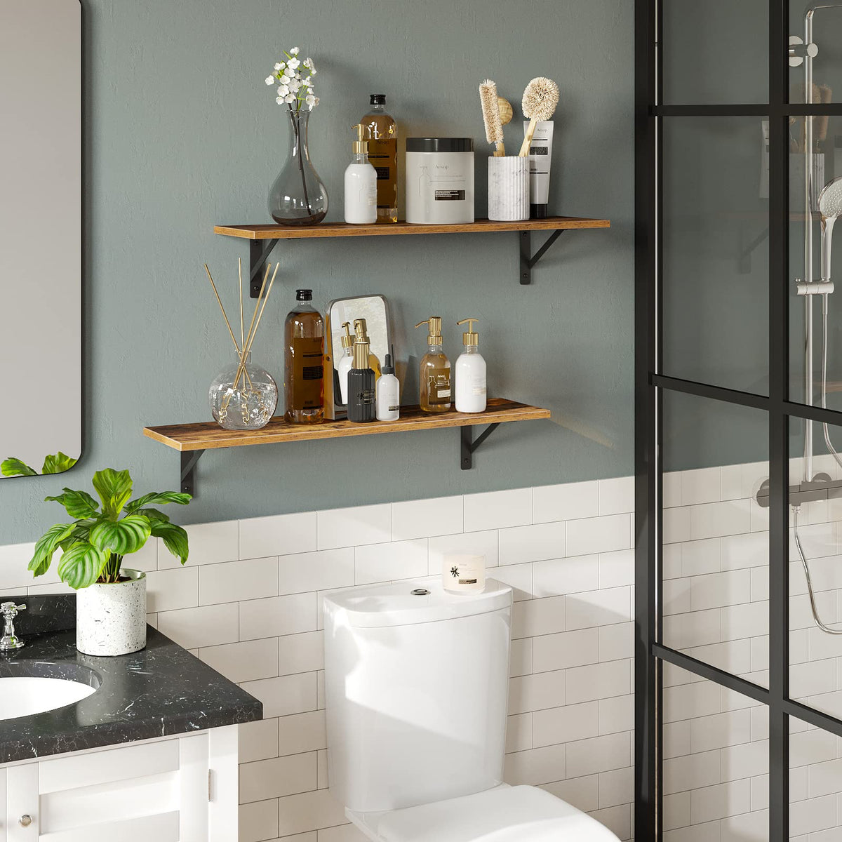 31.5" Wall Mounted Shelves with Metal Brackets R113
