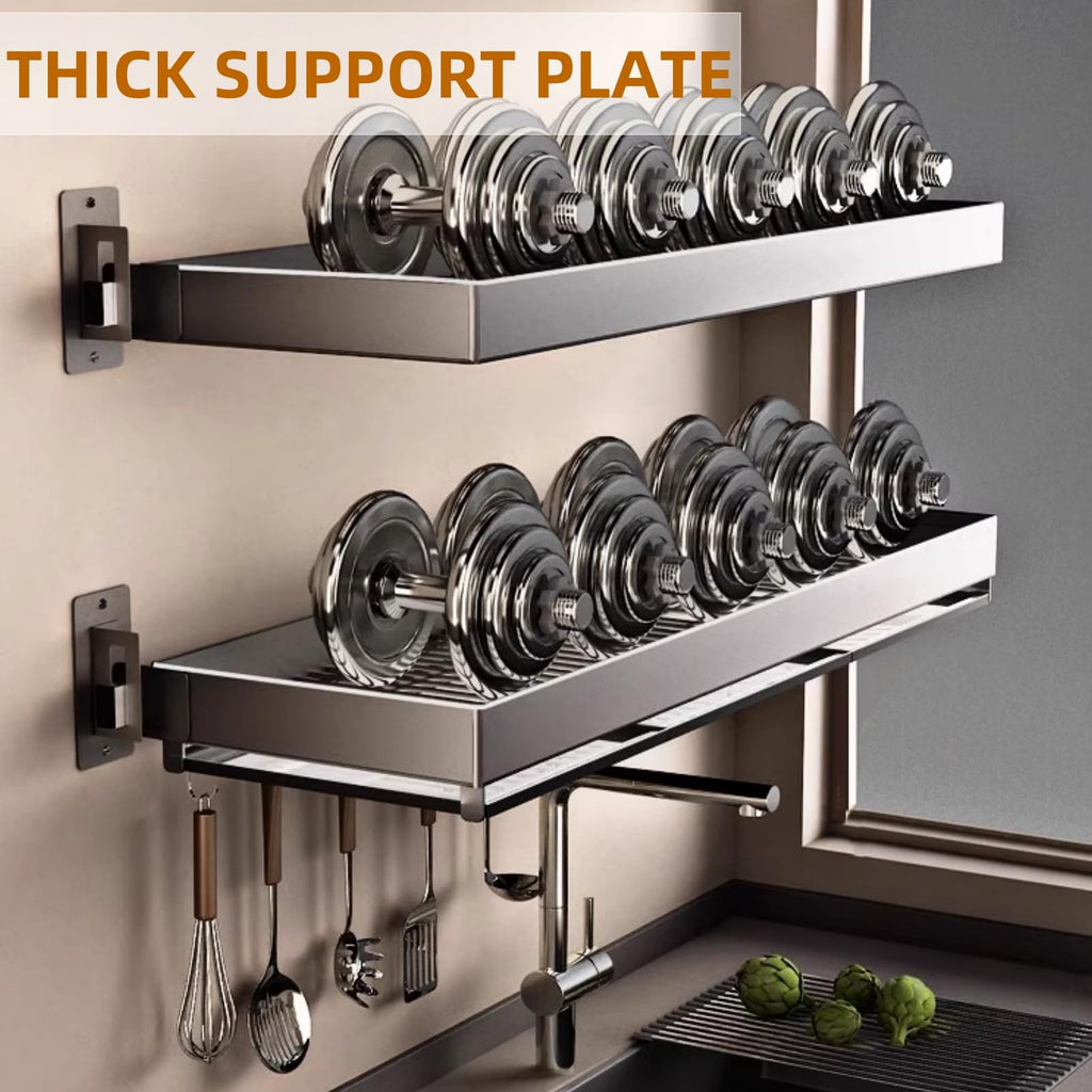 Wall-Mounted Stainless Steel Dish Drying Rack with Cutlery Holder V6862