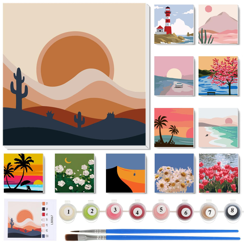 12 Sets Paint by Numbers Kit with Frame H73807