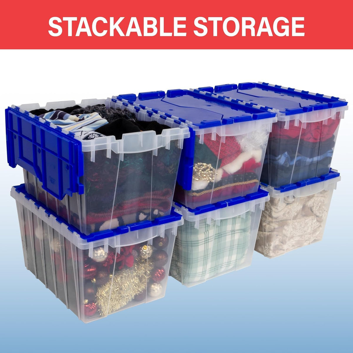 12 Gal Stackable Storage Box with Attached Lid E283246