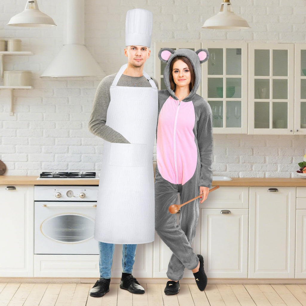 4 Pcs Gray Mouse Chef Costume Set with Hat Apron Spoon K1792