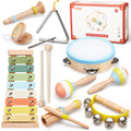 Wooden Percussion Music Kit with Drum, Xylophone, Storage Bag T133099