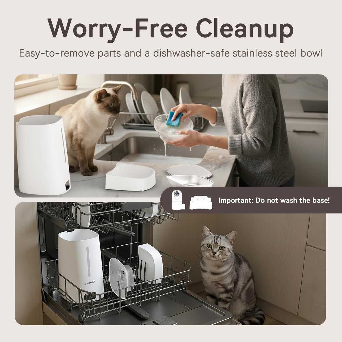 Automatic Cat Dog Feeder with Camera 4L Stainless Steel Bowl P336