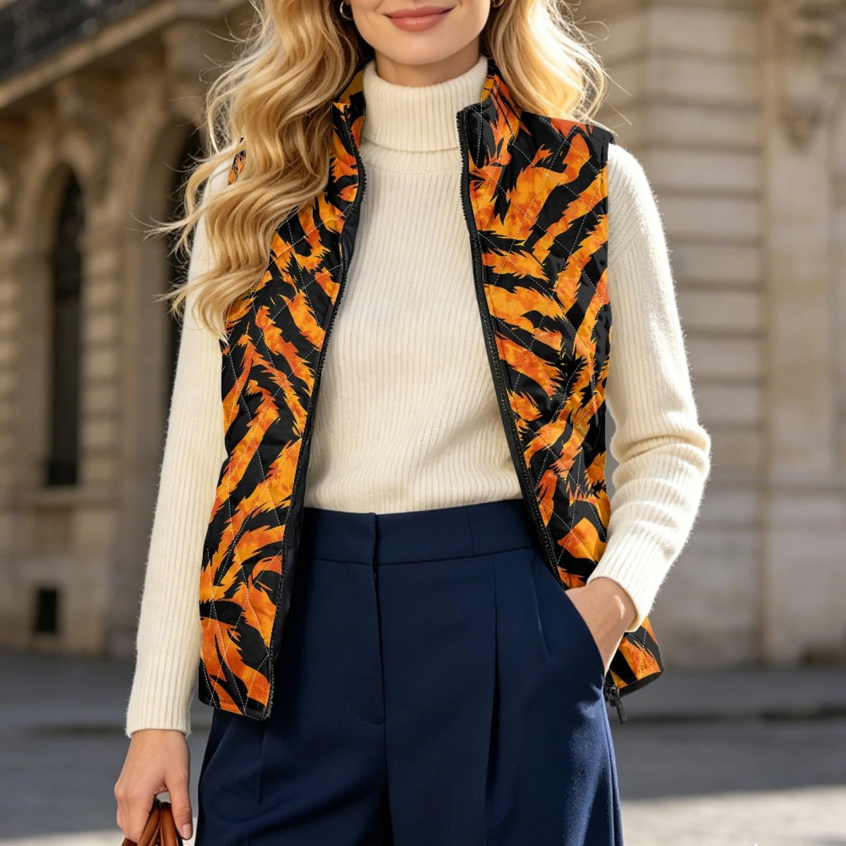 Quilted Animal Print Vest C5129