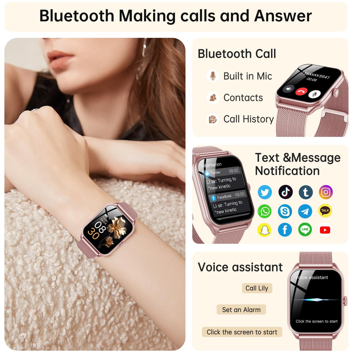 1.83" HD Waterproof Fitness Watch with Heart Rate and Sleep Monitor P73464