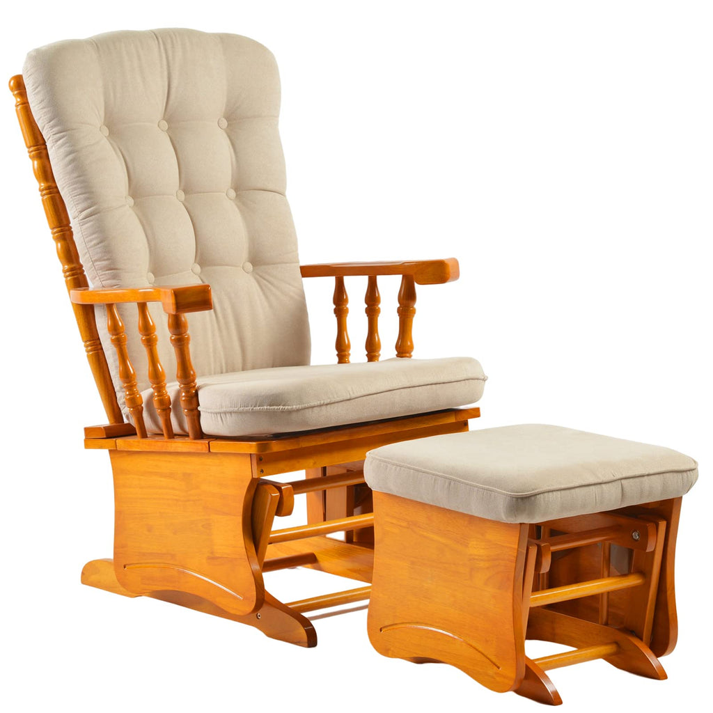 Honey Wood Finish Glider Chair with Ottoman F2709