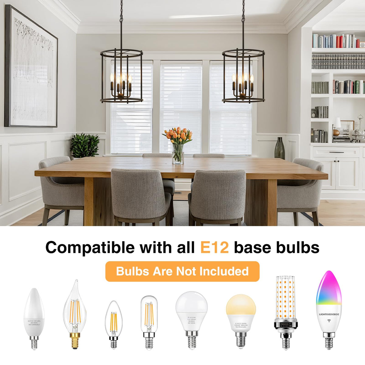 Black 4-Light Lantern Ceiling Light Fixture L935