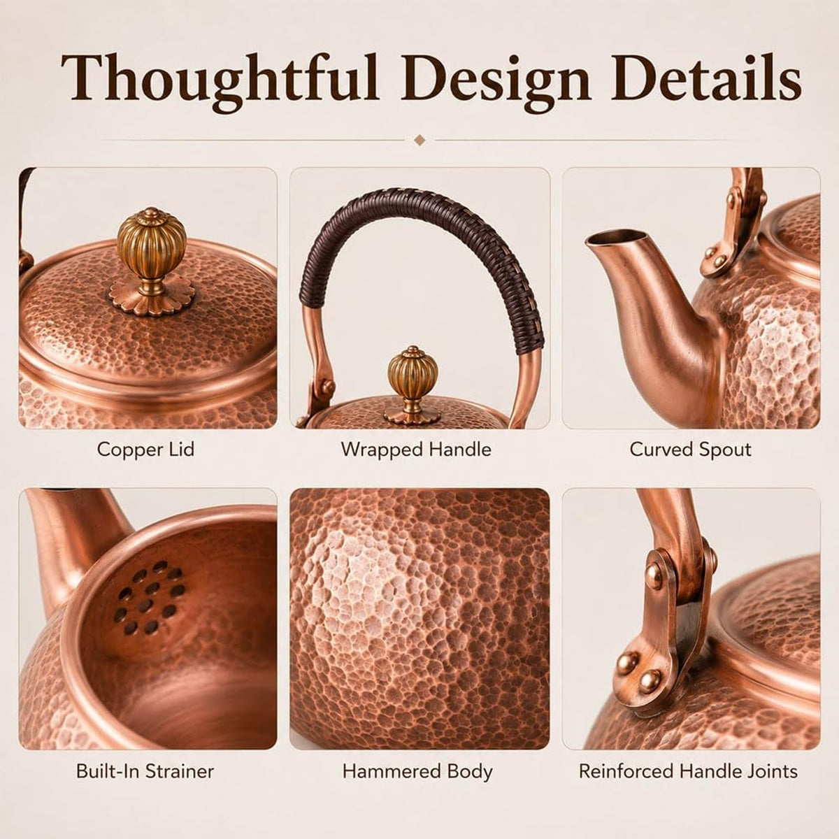 Handmade Copper Tea Kettle 1200ML J863