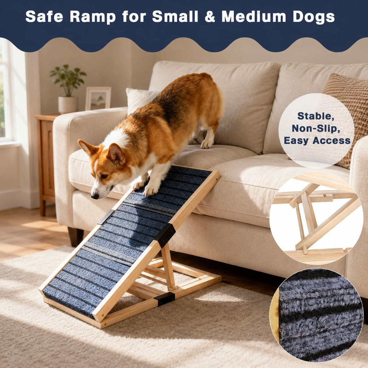 Adjustable Wooden Dog Ramp M640