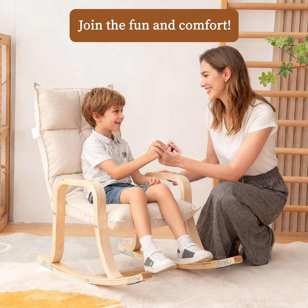 Kids' Rocking Chair with Soft Fabric (Beige) V2247