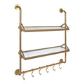 Gold Wall Shelf with Glass Shelves M27326