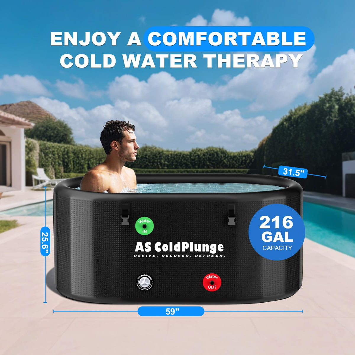 216 Gallon Inflatable PVC Ice Bath Tub with Insulated Lid G144007