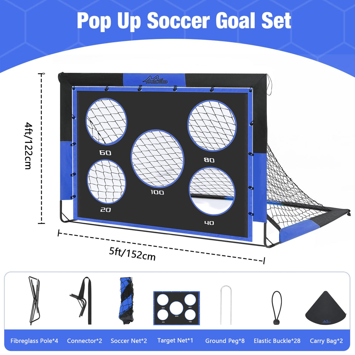 Large Pop Up Soccer Goal with Target Panel I256