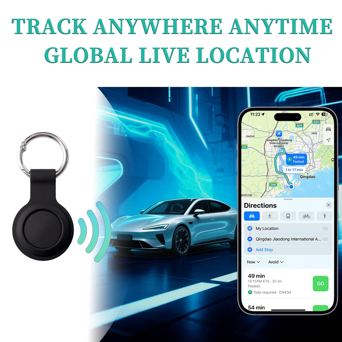 2 Pack GPS Tracker and 2 Keychains for Vehicles H9152