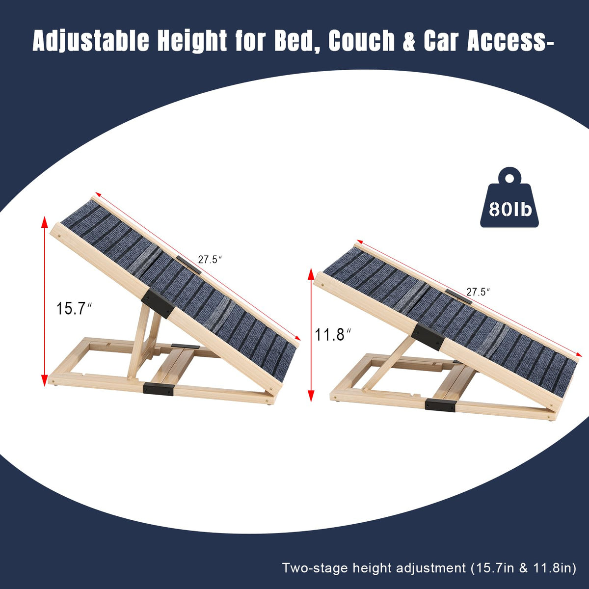Adjustable Wooden Dog Ramp M640