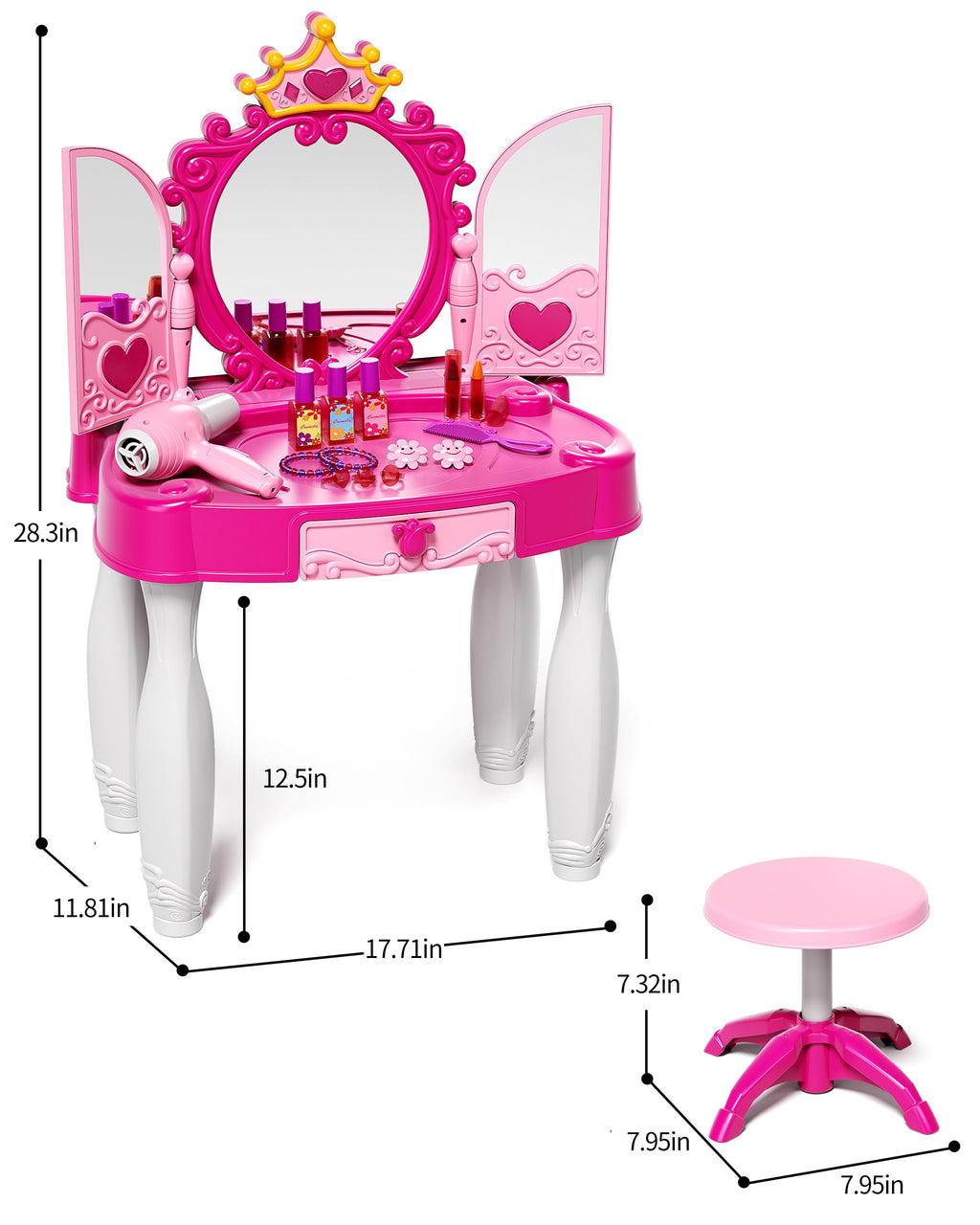 Kids Vanity with Mirror & Chair H2988