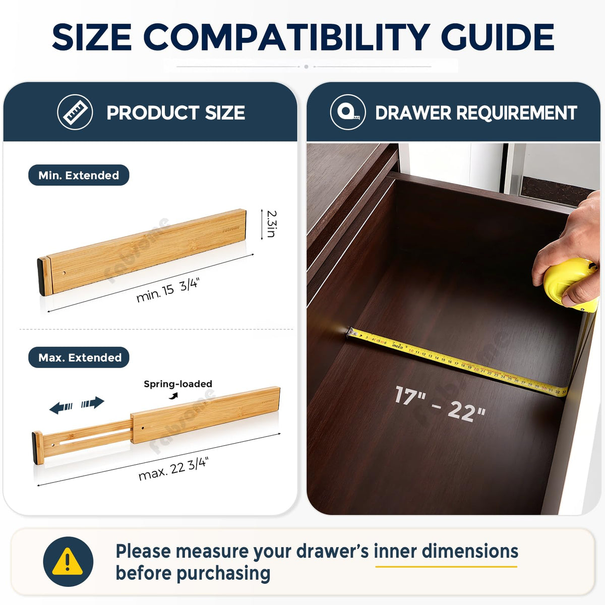 Bamboo Drawer Divider 6 Pack O6082