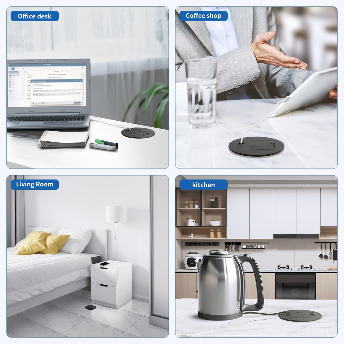 Recessed Floor Outlet Box 1-Gang with USB A Charging Port K5279