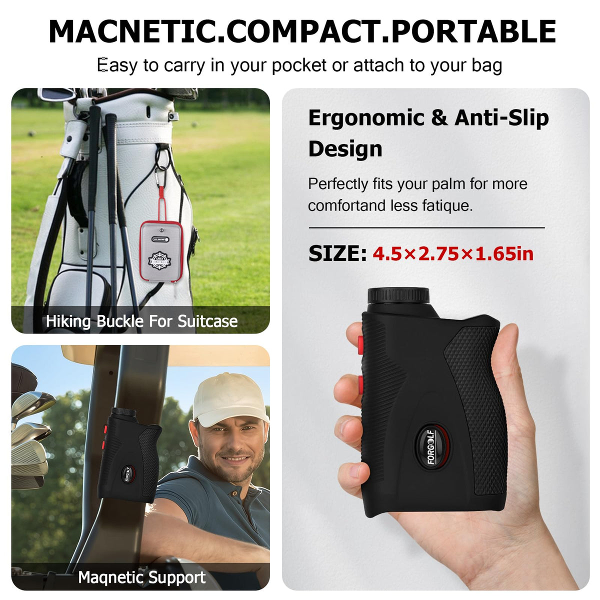 1200 Yards Golf Rangefinder with Slope, 7X Magnification, Rechargeable Battery W208251