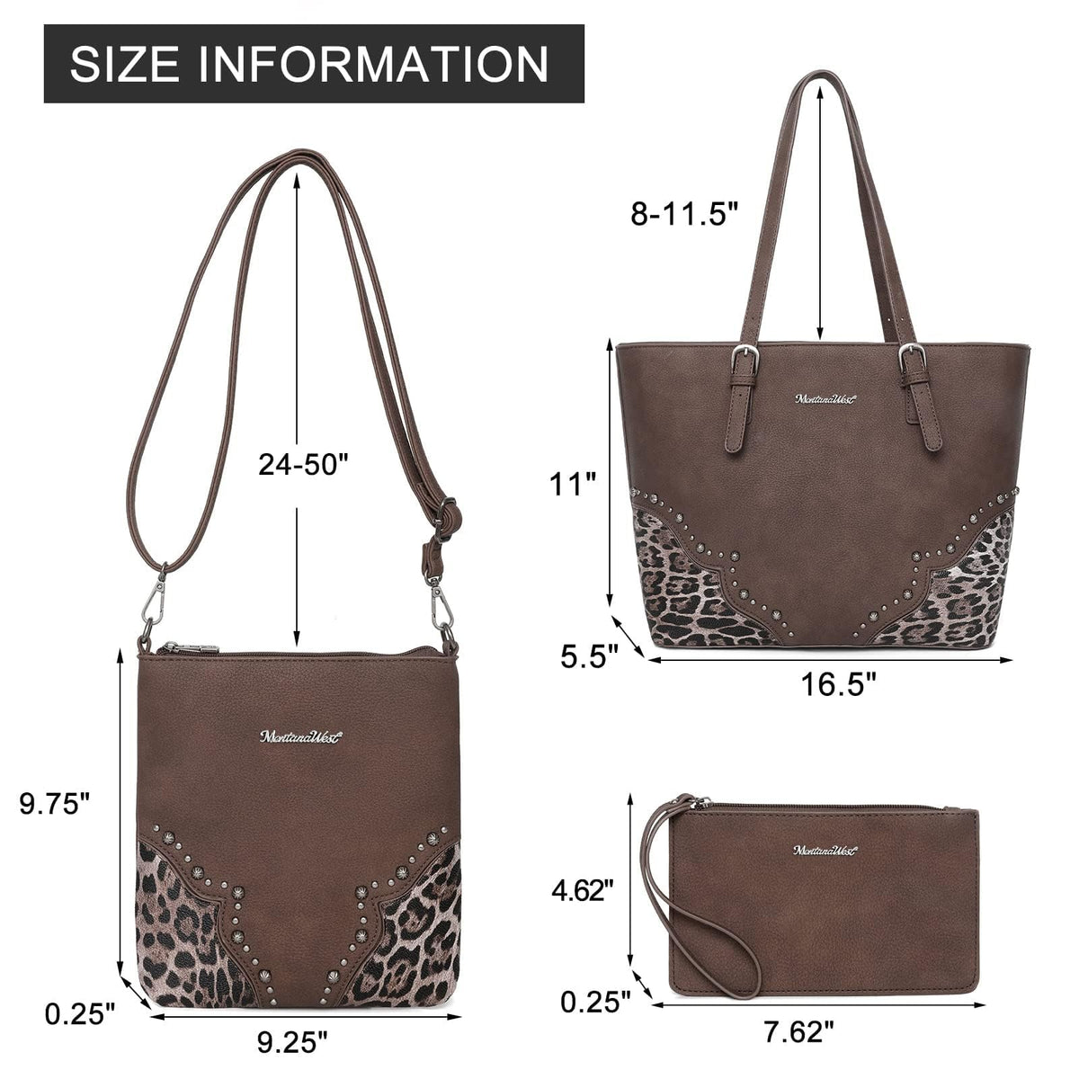 3Pcs Leopard Print Tote Bag and Wallet Set D189673