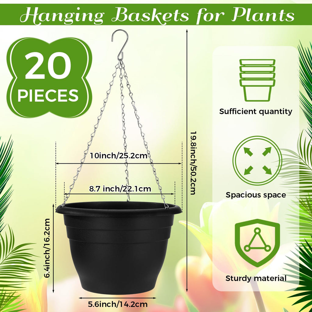 20 Pack 10 Inch Hanging Planter Basket with Drainage Tray G2115