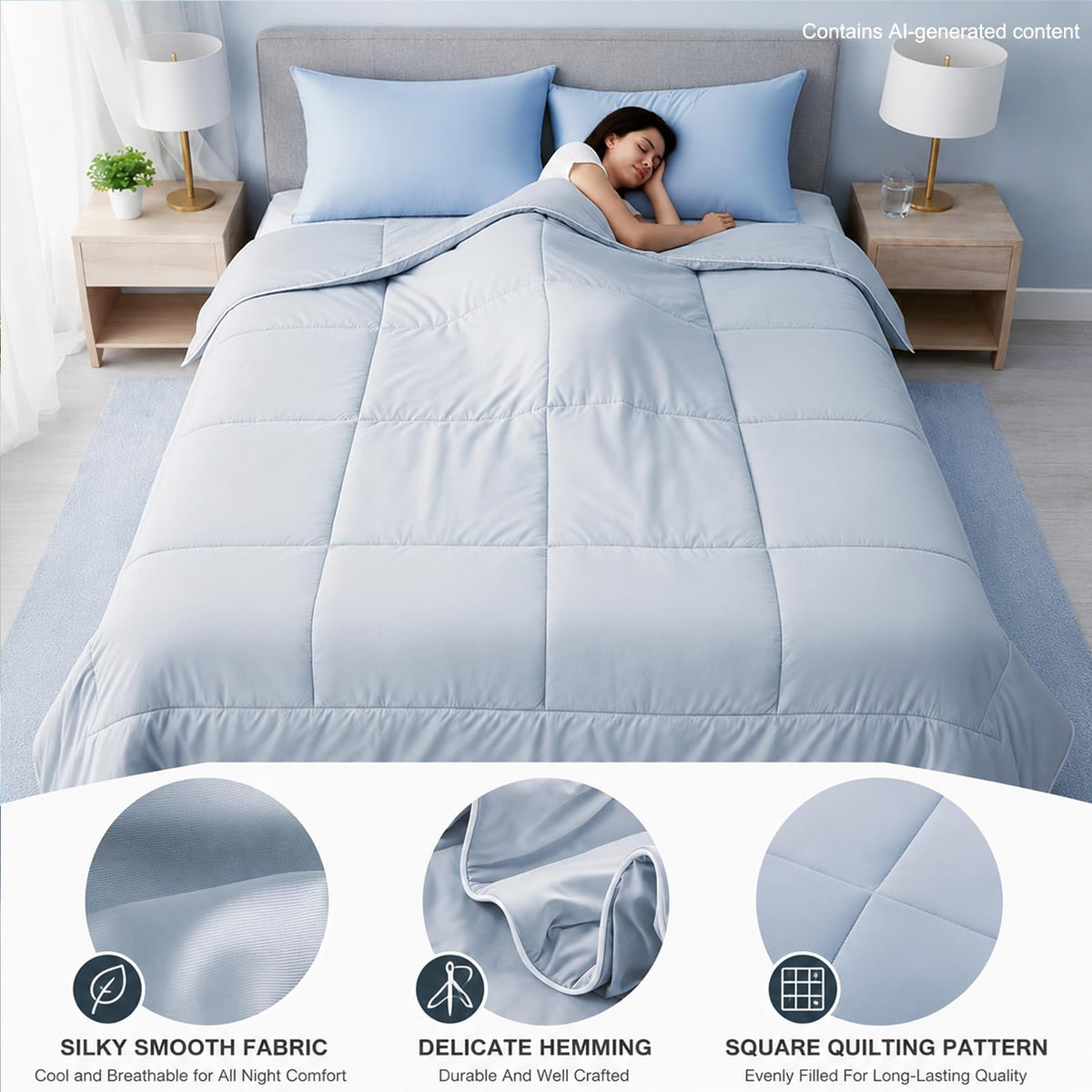 Queen Size Gray Cooling Comforter M8986
