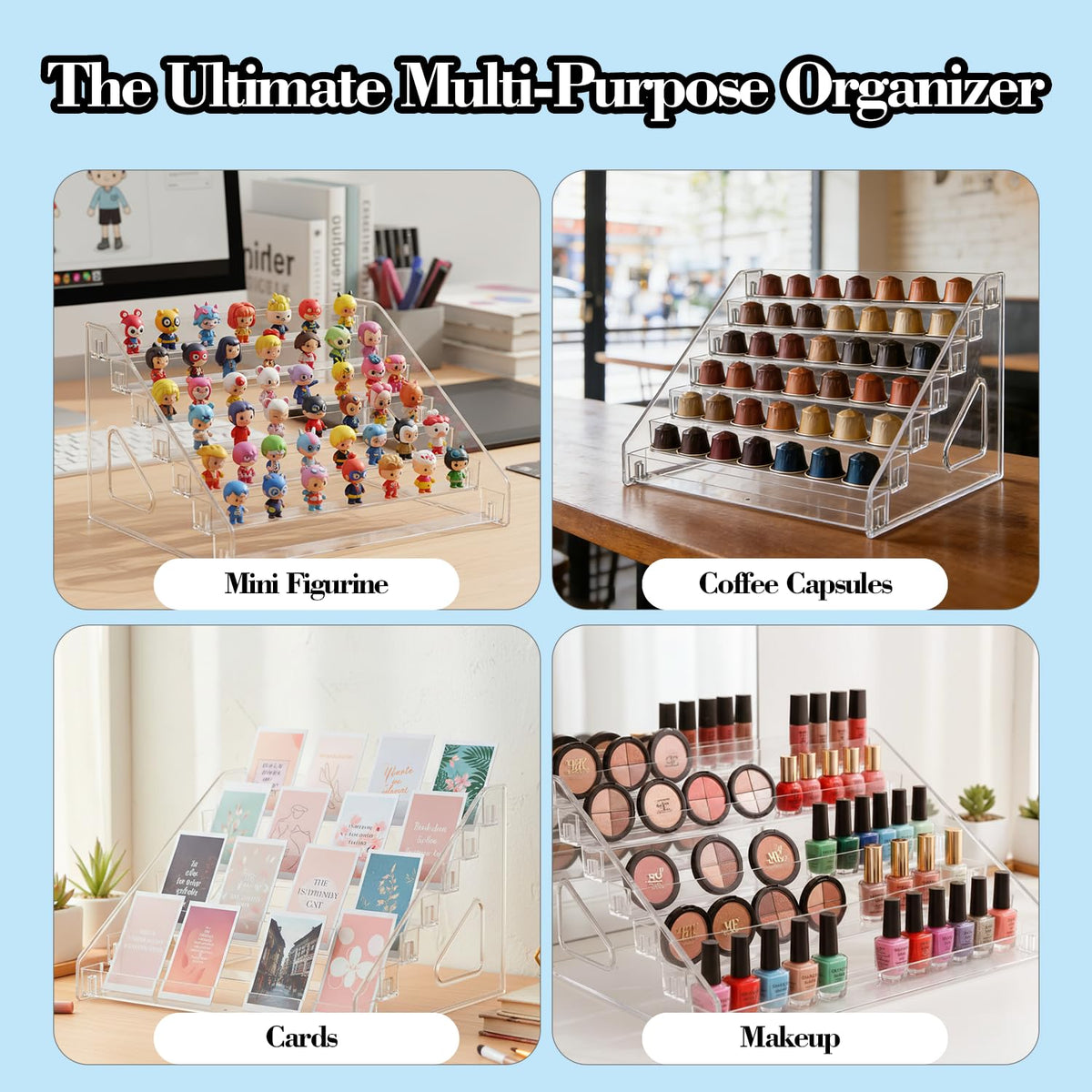 4 Pack 7 Tier Clear Acrylic Display Stand K3713