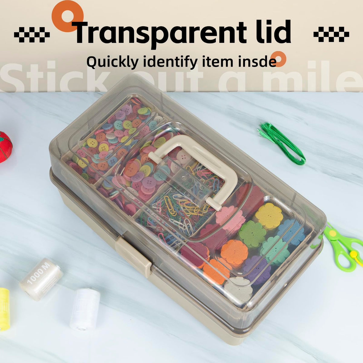 14in 3-Layer Multipurpose Craft Organizer and Storage with Adjustable Dividers R512