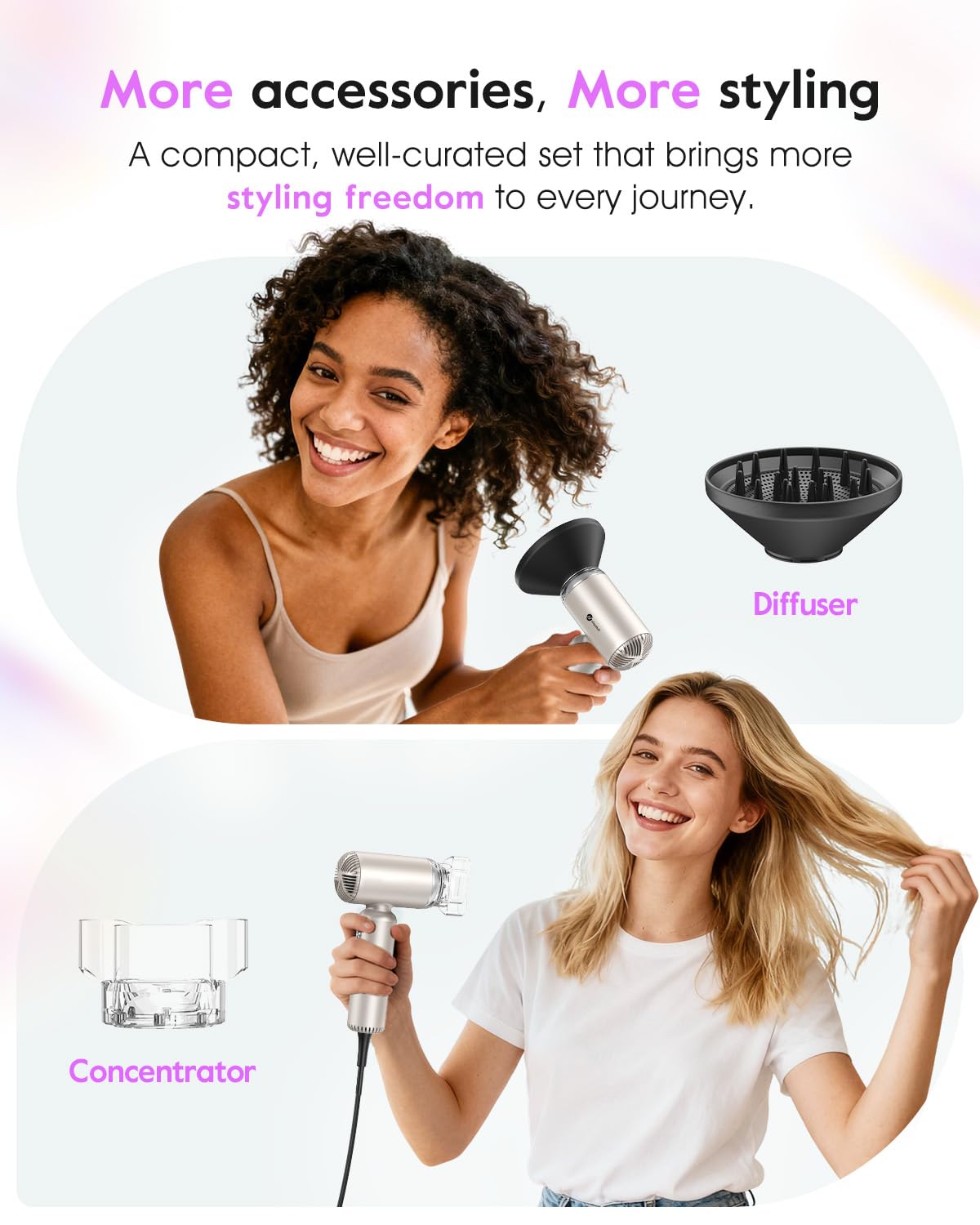 Gold 1500W Ionic Travel Hair Dryer with Diffuser T361695