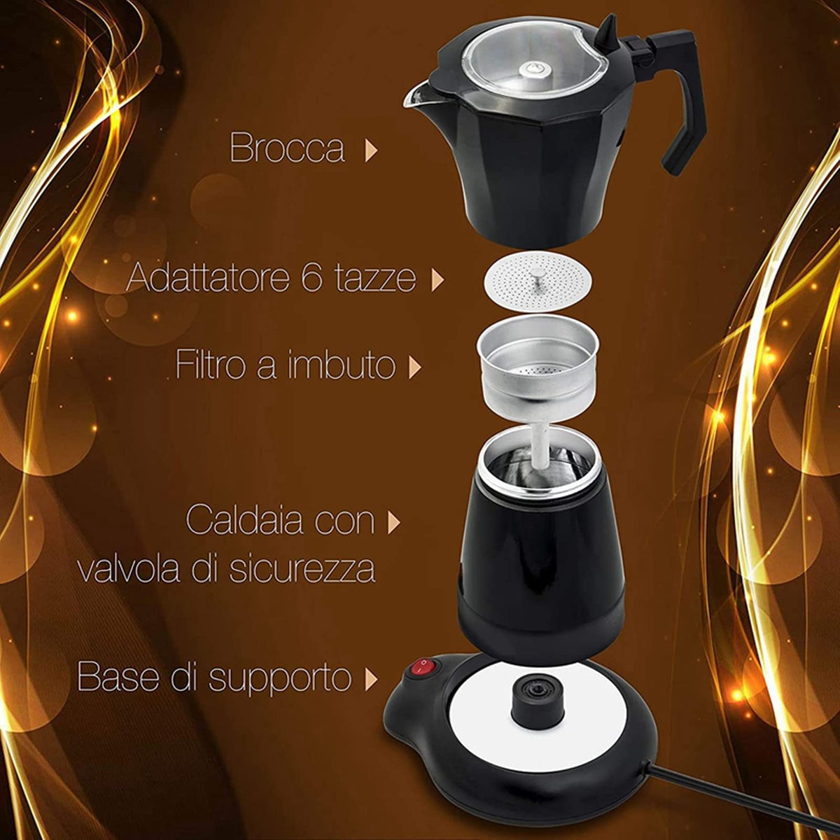 300ML 6 Cup Electric Mocha Pot Coffee Maker I8970