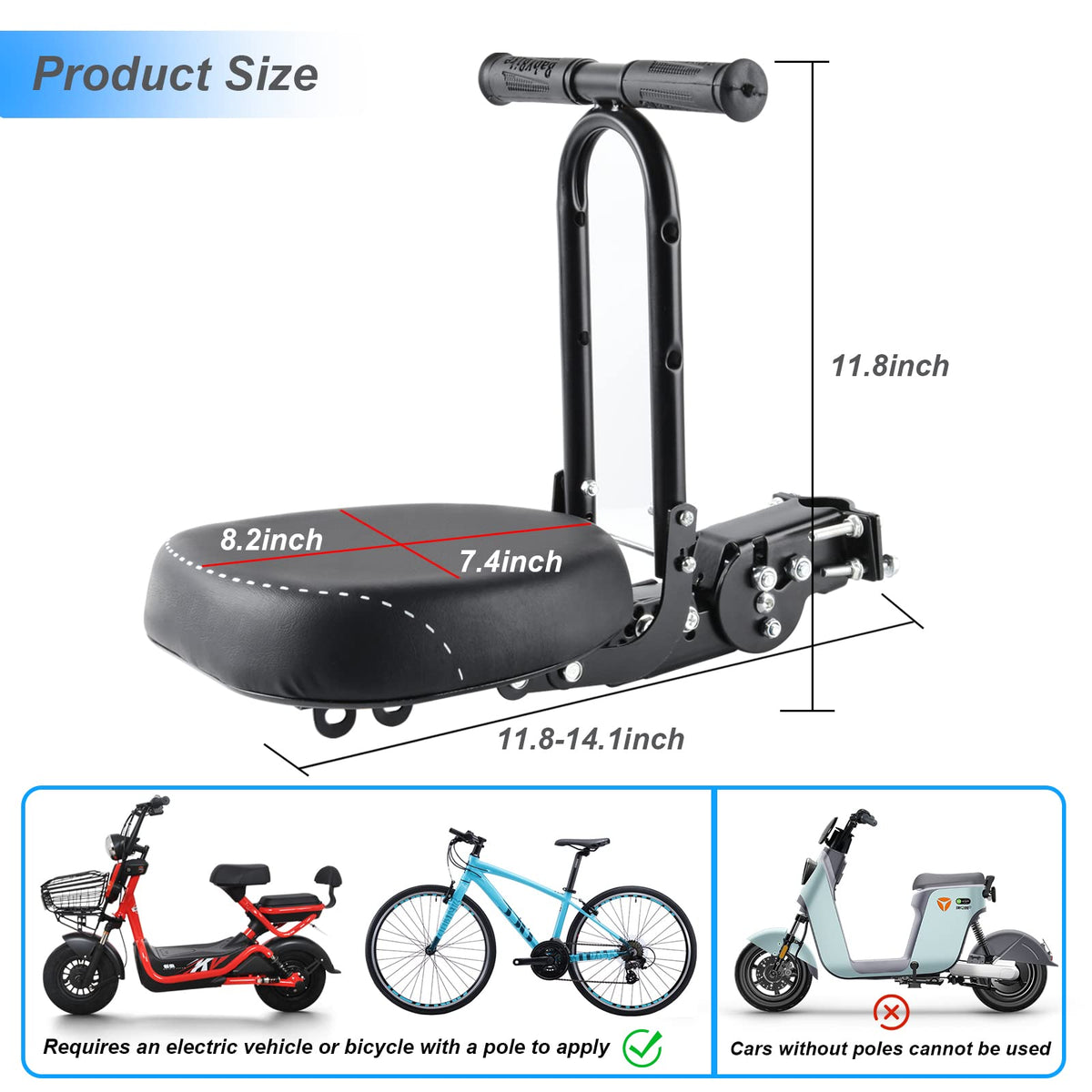 Front Mount Detachable Bike Child Seat with Pedal Guardrail B737