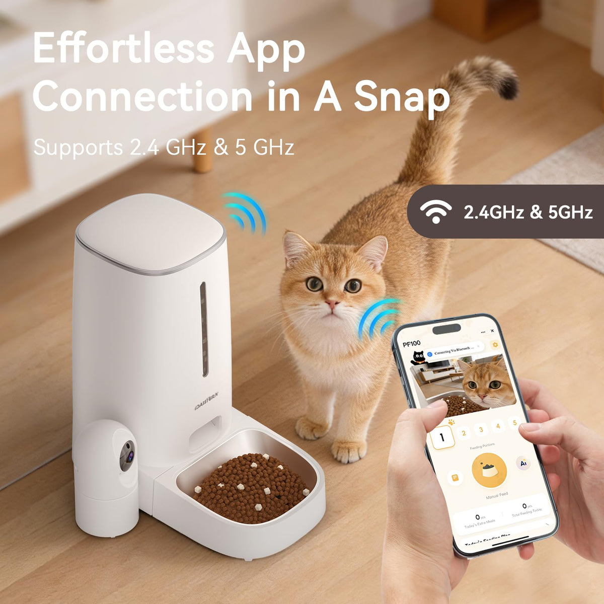 Automatic Cat Dog Feeder with Camera 4L Stainless Steel Bowl P336