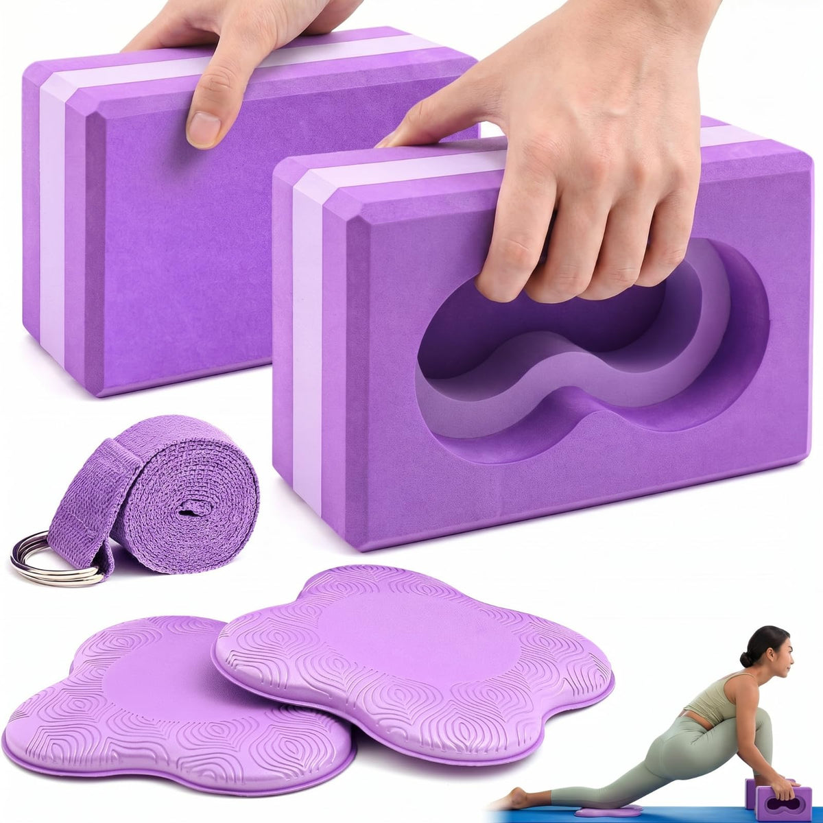 2 Pack Yoga Blocks with Strap W5008