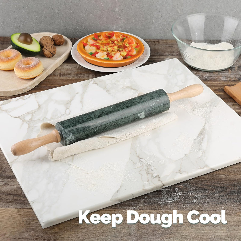 Natural Marble Rolling Pin with Mat and Scraper I279656