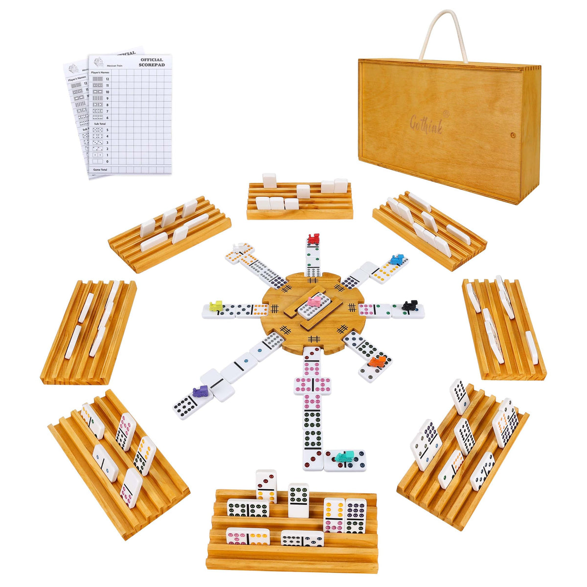 Double 12 Colored Dots Dominoes Set with Wooden Carry Case M24212