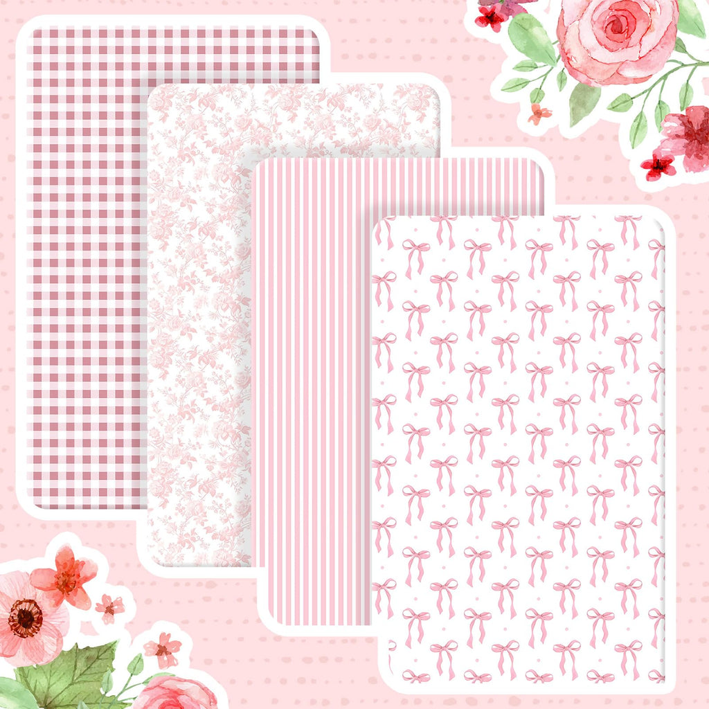 4 Pack Crib Sheets Pink Bow I778788