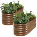 Galvanized Metal Raised Garden Bed 2PCS 4x2x1.4ft Brown R67655