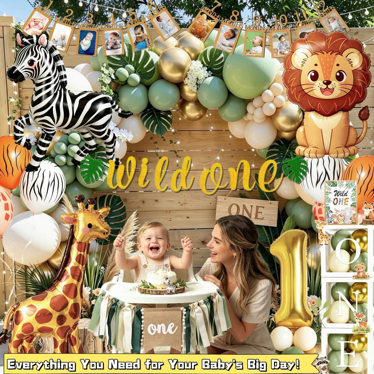 132Pcs Safari 1st Birthday Party Kit G21012
