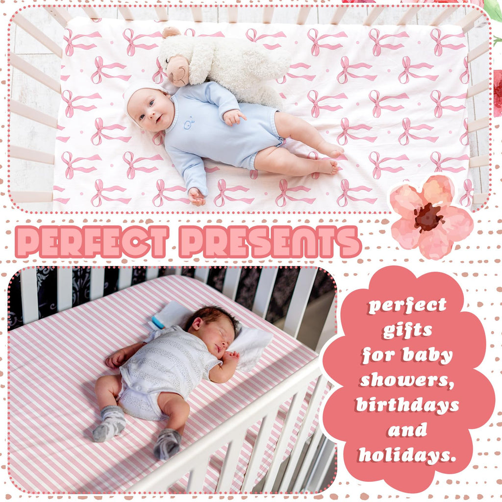 4 Pack Crib Sheets Pink Bow I778788