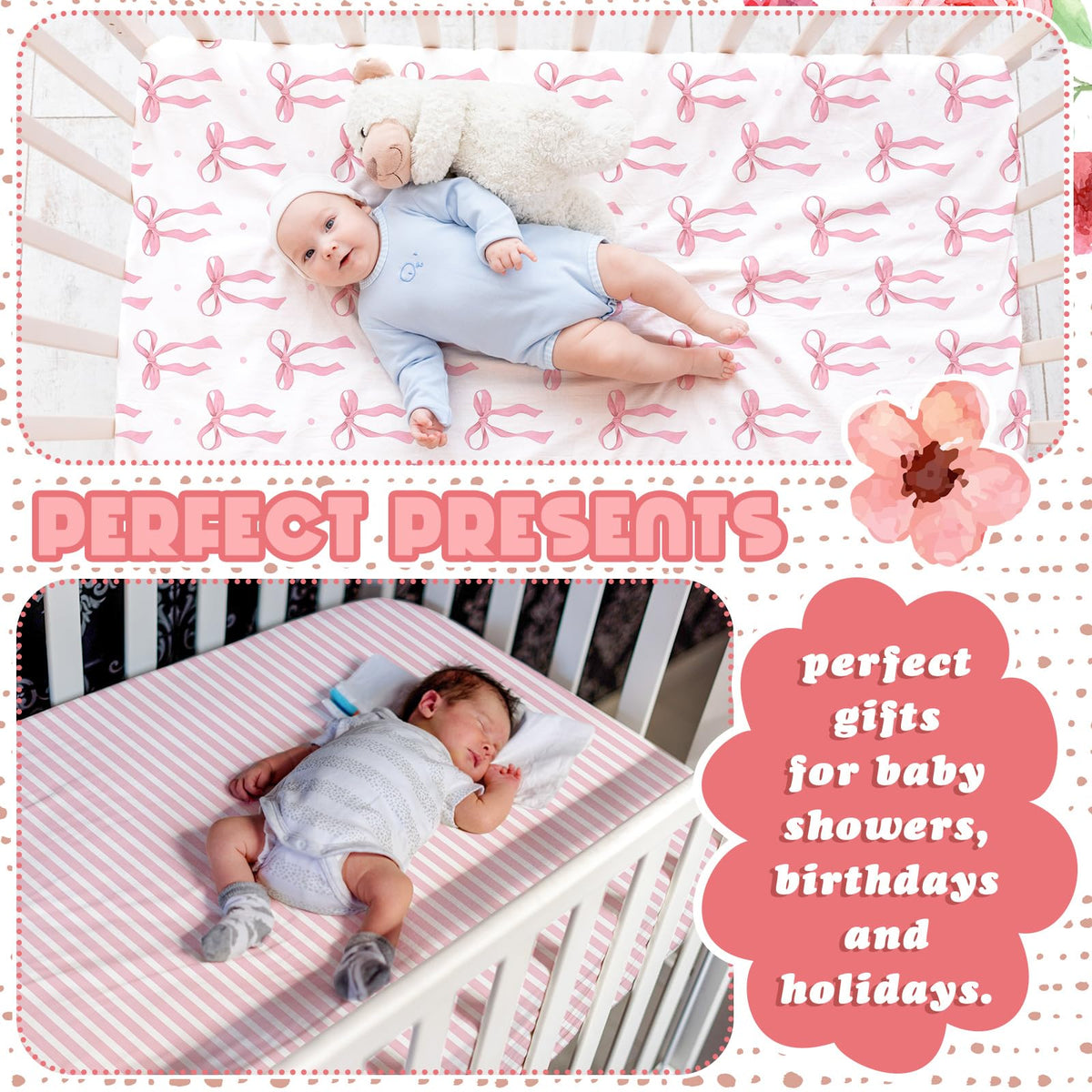4 Pack Crib Sheets Pink Bow I778788