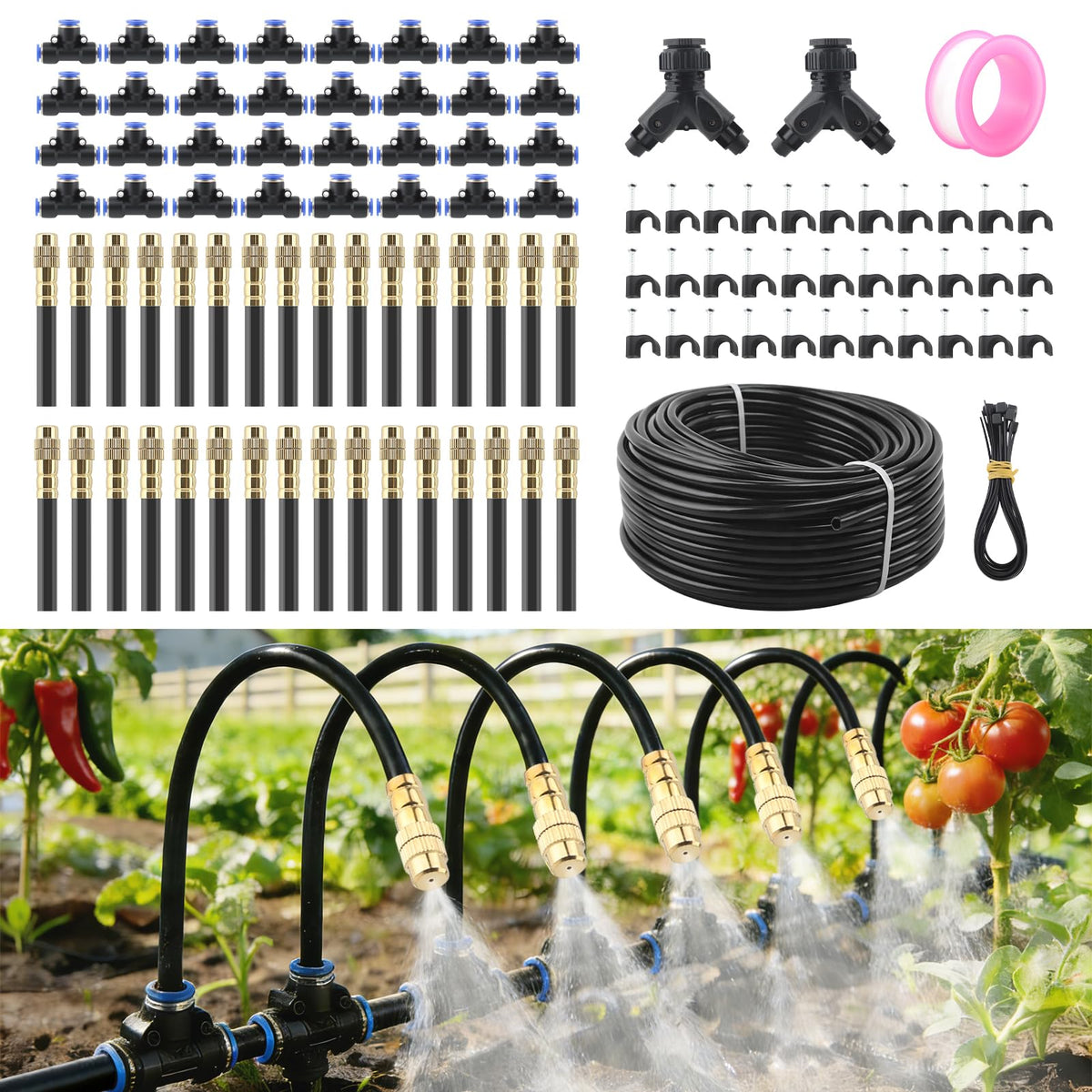 200FT Automatic Drip Irrigation Kit 40 Nozzles S72386