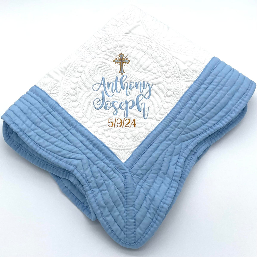 Custom Embroidered Baby Quilt Blankets, 2 Sizes F490