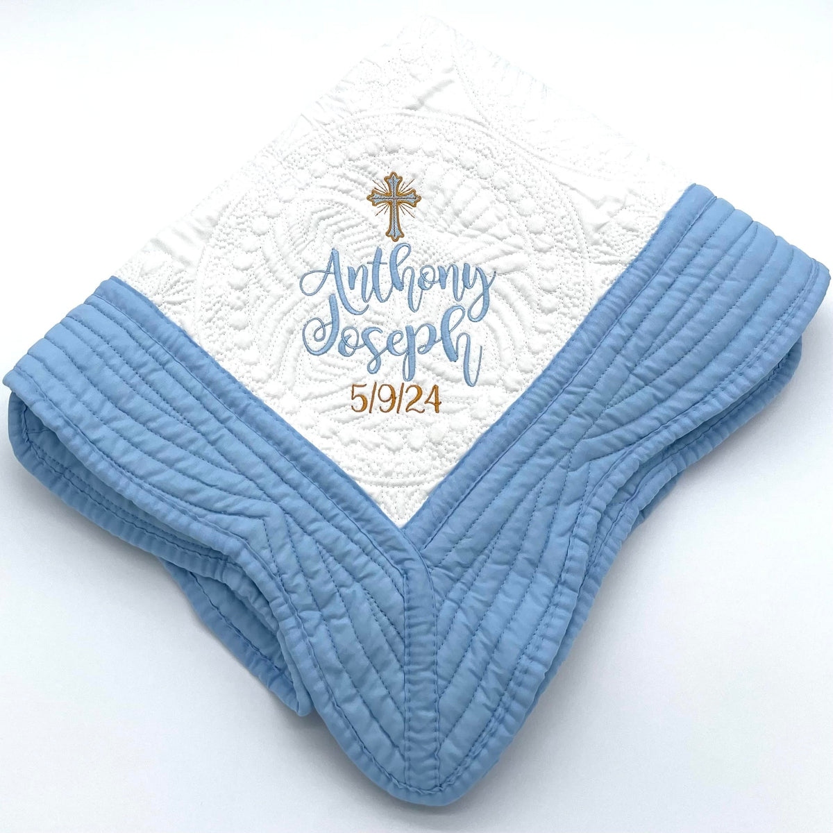 Custom Embroidered Baby Quilt Blankets, 2 Sizes F490